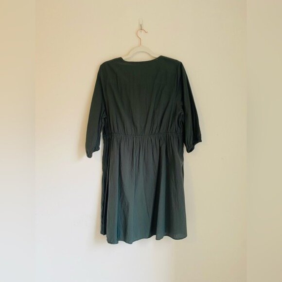 Terra & Sky Forest Green Button Front 100% Cotton Dress Size 0X/14W - Picture 3 of 6